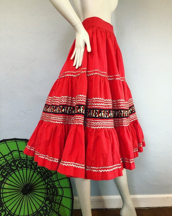 Vintage 1950’s red and gold fiesta circle skirt by