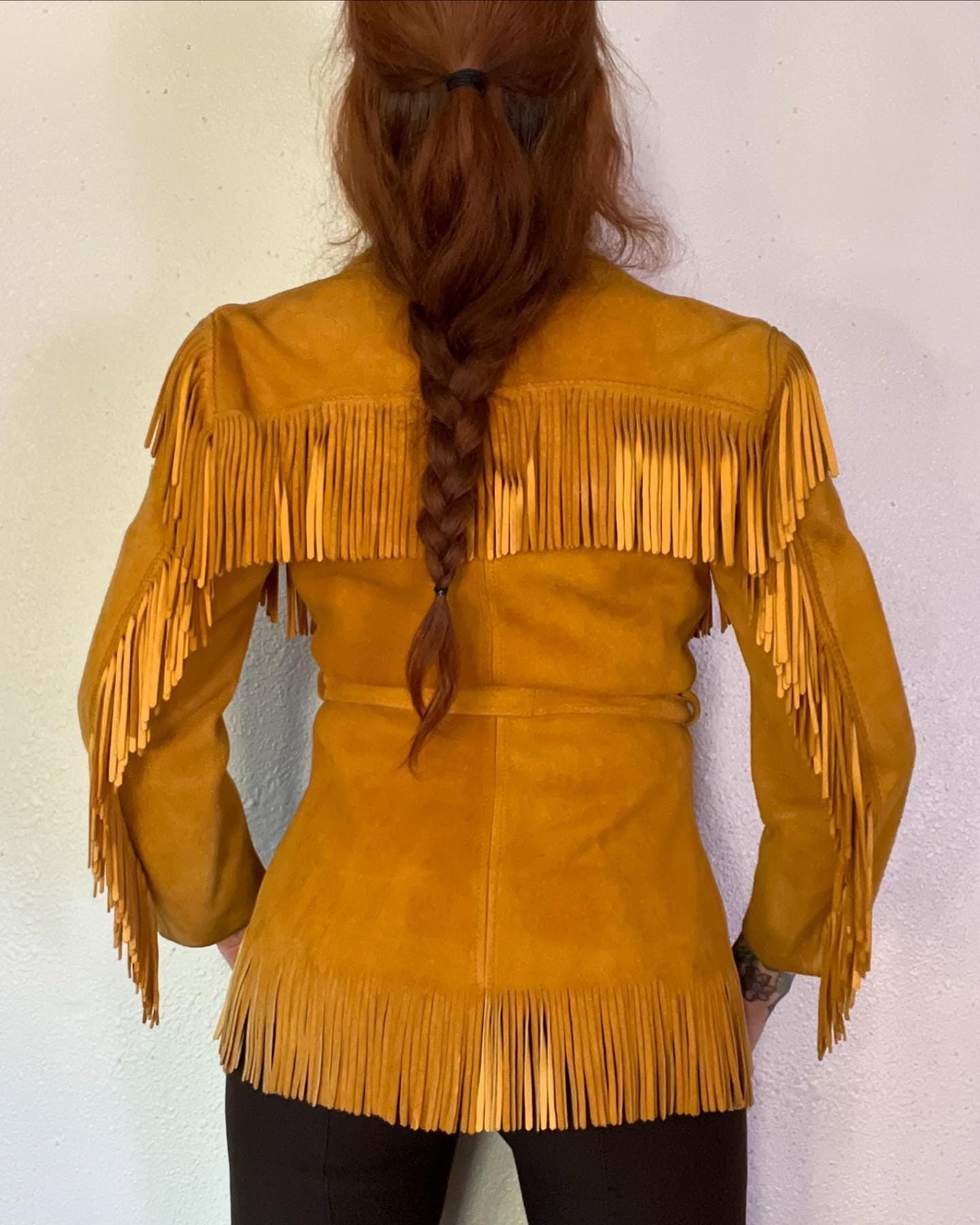Vintage 1960's Custom Made Western Golden Suede/pebbled Vintage 1960's Custom Made Western Golden Suede/pebbled