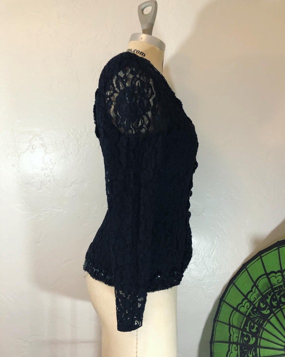 Vampy Vintage 1980’s / 1990’s black lace and sequ… - image 8