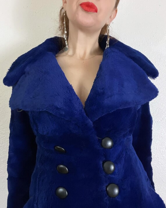 Blue Rabbit Coat Rare Vintage 1960’s brightest rich royal blue rabbit … - Gem