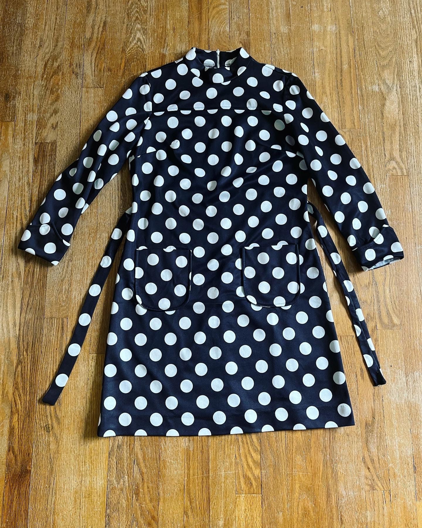 Vintage 1960's Black and White Polka Dot Double Knit Mini Vintage 1960's Black and White Polka Dot Double Knit Mini