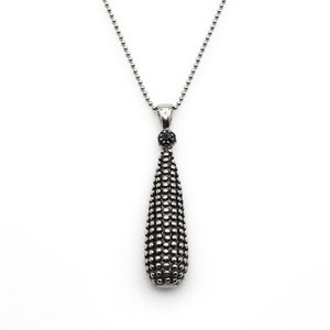 Women&#39;s Pendant Necklace, Black and Silver Necklace, Large Pendant Necklace, Stainless Steel Necklace, Statement Necklace, Necklace
