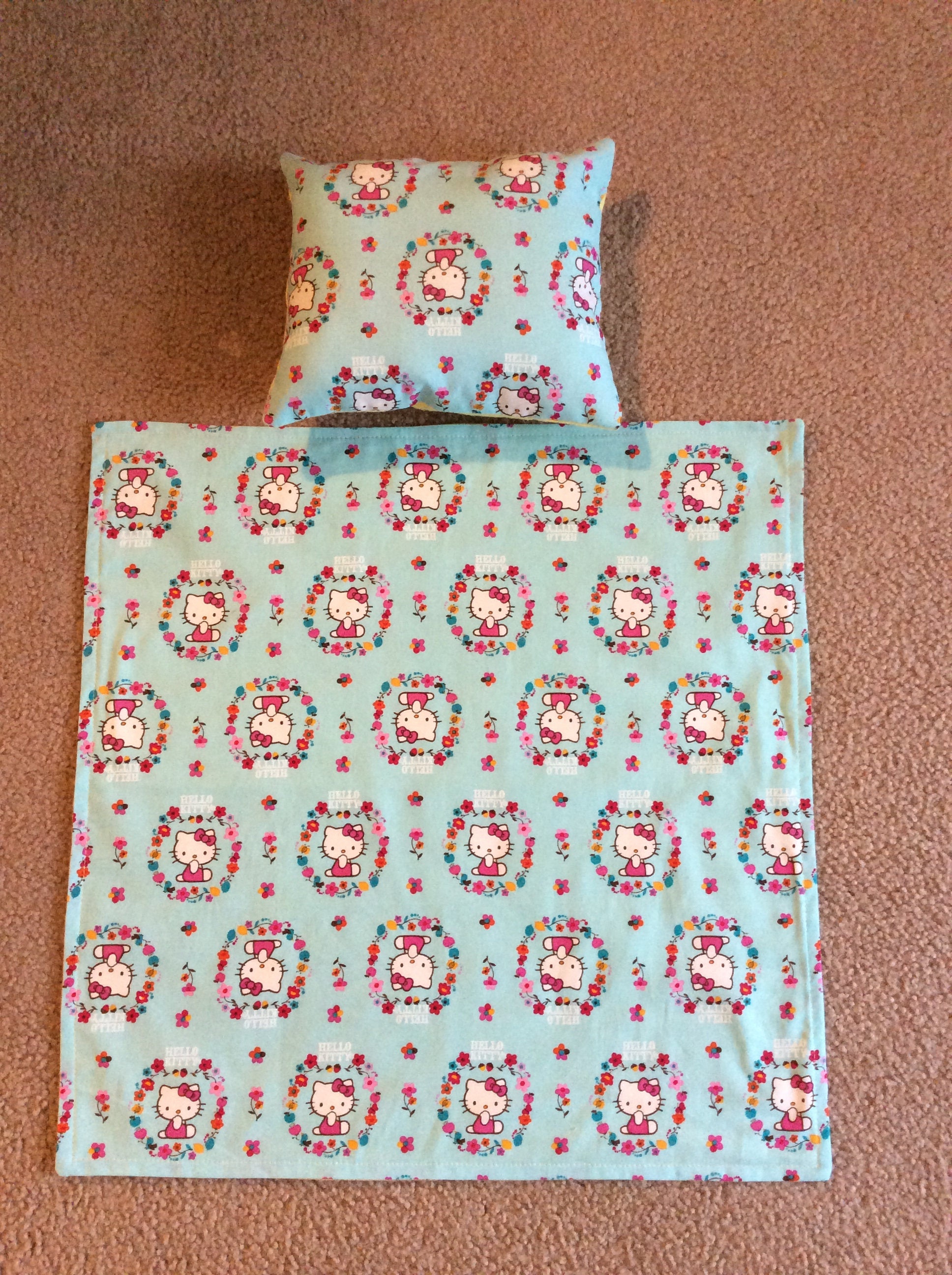 Doll Blanket and Pillow. Fits up to 18 inch Dolls such as Etsy