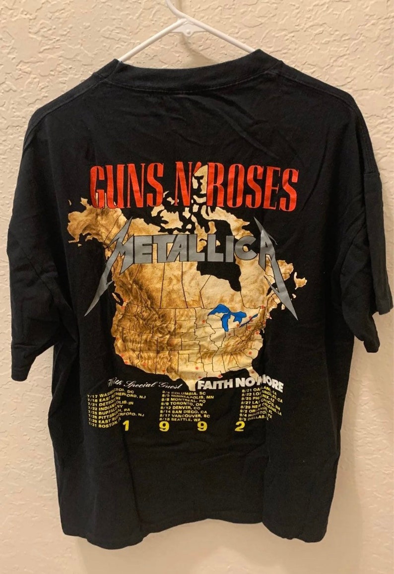 Metallica Guns n Roses Faith No More Concert T-shirt