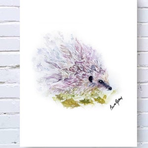Hedgehog British wildlife watercolour wall art print in A4. Protected species home decor, nursery art illustration, cute hog