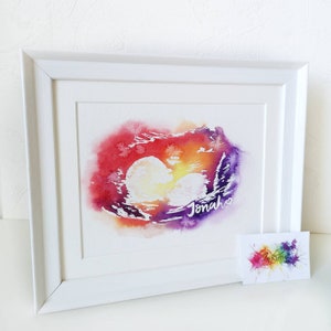 Baby scan original watercolour painting, new born baby gift, baby shower, nursery decor, christening wall art, twins, boy or girl infant