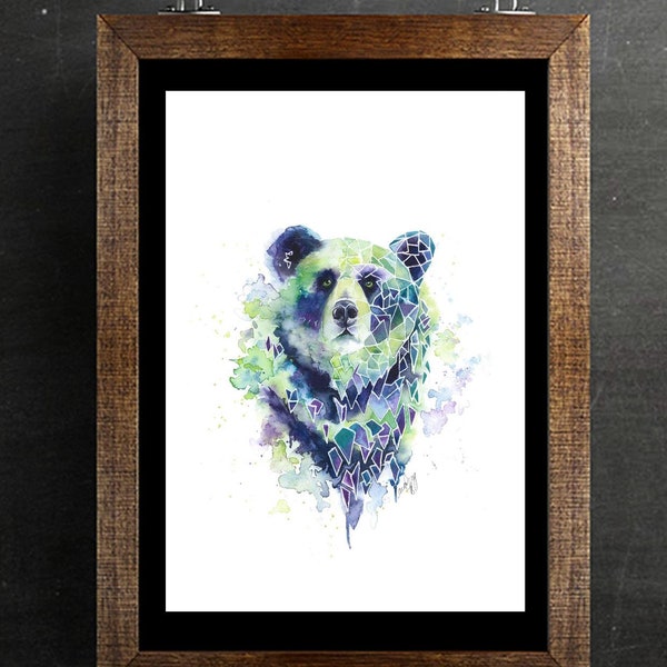 Ours panda graphique aquarelle affiche, illustration design ours brun, ours câlin croquis, peinture animaux sauvage, diamant ours décoration