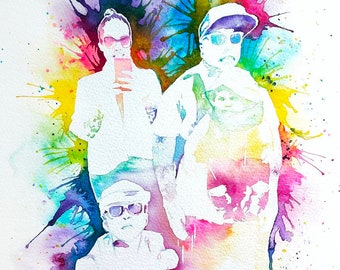 Custom Watercolor Family Portrait, Silhouette Art Gift