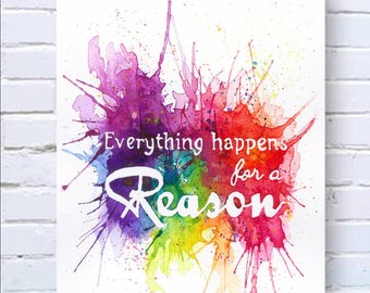 Impression aquarelle arc-en-ciel, citation inspirante, art positif