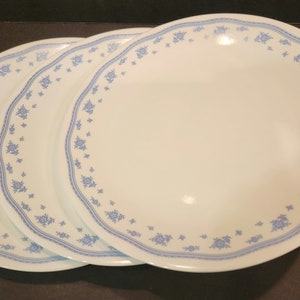 Set of 3 Vintage Corelle Morning Blue Dinner Plates ~ Discontinued Corelle USA