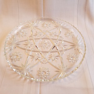 Vintage Anchor Hocking Prescut Clear Glass 13&quot; Cupped Edge Torte Plate