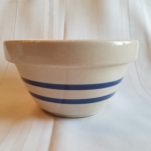 Vintage RRP Co. 8" Blue Stripe Planter / Bowl / Roseville, Ohio, USA / Vintage Planter / Pottery / Farmhouse Decor