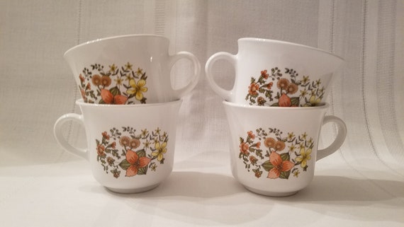 Set Of 4 Vintage Corelle Indian Summer Coffee Cups Tea Cups Etsy