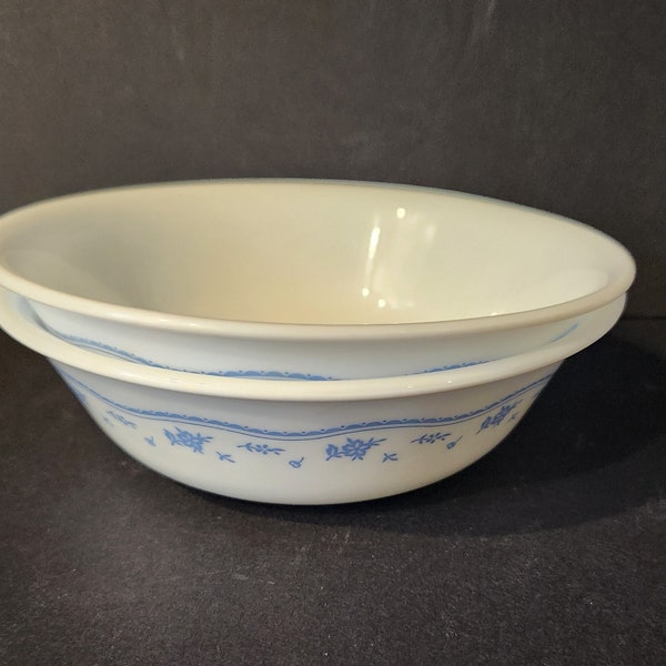 Set of 2 Vintage Corelle Morning Blue 18 oz Cereal Bowls ~ Discontinued Corelle USA