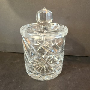 Vintage Cut Glass Biscuit Jar with Lid ~ Swirl Pattern