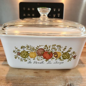 Vintage Corning Ware Spice of Life Pyroceram Loaf Pan P-4-B with Pyrex P-4-C Lid