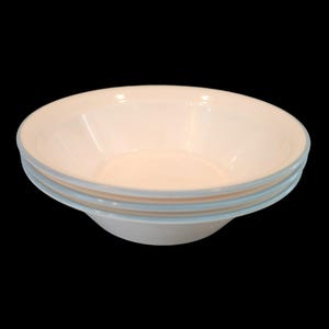 Set of 3 Vintage Corelle Soup / Cereal Bowls ~ Beige with a Blue Rim