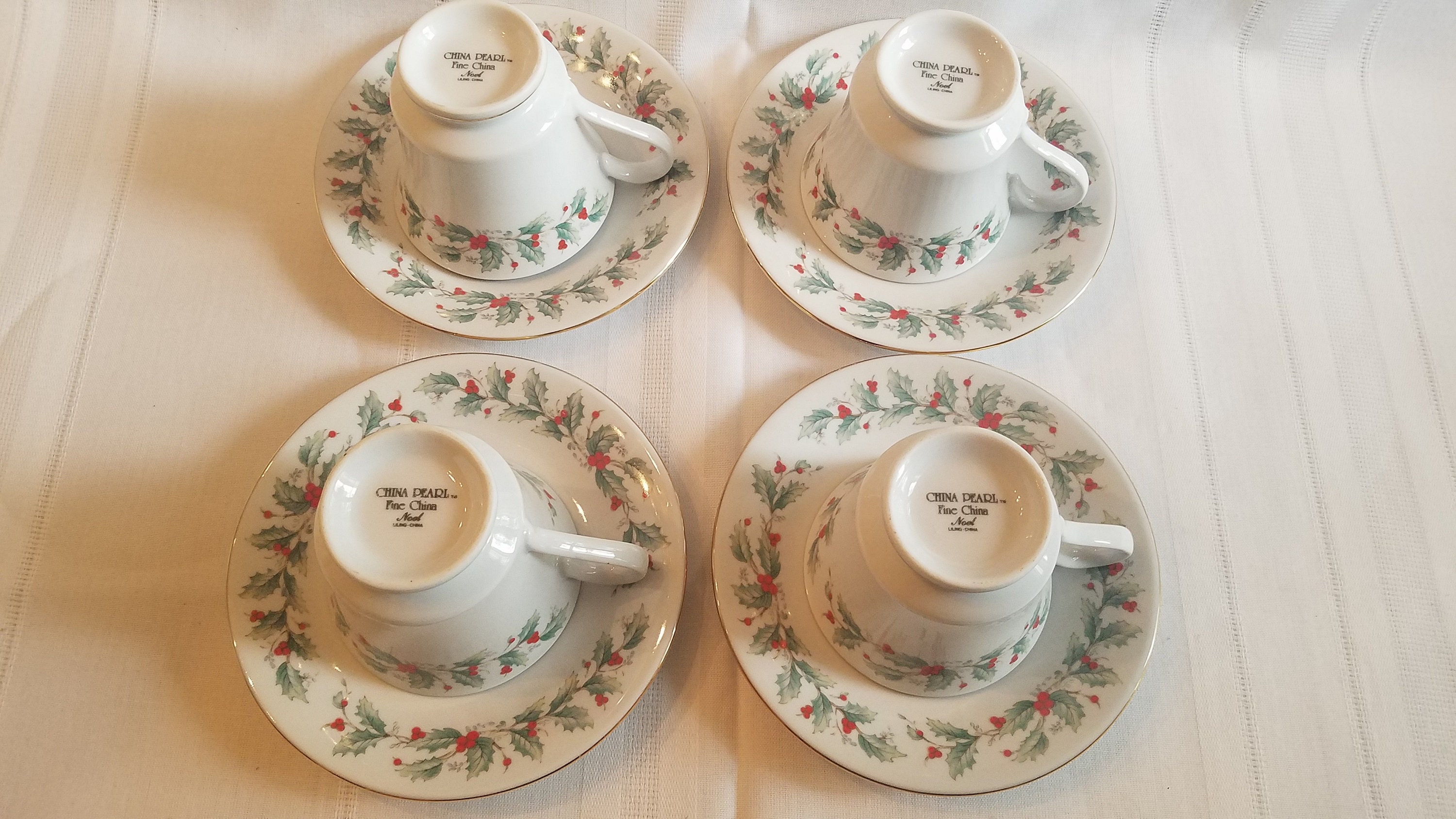 Vintage China Pearl noel Tea Cups and Saucers Etsy