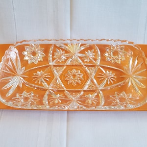Vintage Anchor Hocking Star of David Prescut Clear Glass Relish Dish