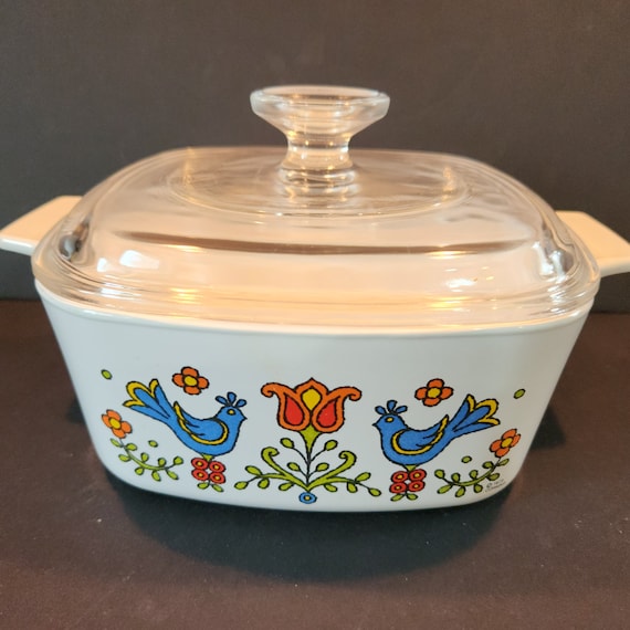 Vintage Corning Ware Country Festival 1 1 2 QT Pyroceram Casserole Dish With Pyrex Glass Lid Corningware A 1 B 1.5 Qt Etsy