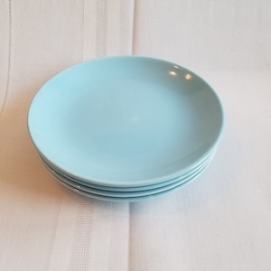 Set of 4 Fairlane by Steubenville Pottery Co. Turquoise Appetizer / Dessert Plates
