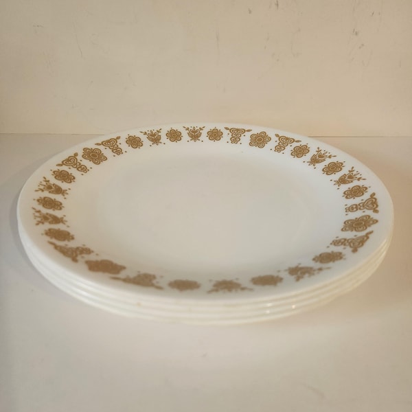 Platos de almuerzo Corelle vintage con mariposas doradas, juego de 4 (8,5 pulgadas)