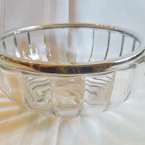 Vintage Scalloped Glass Bowl with Silver Rim ~ Fruit Bowl