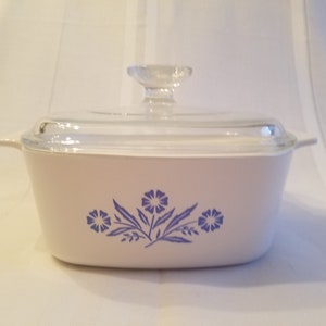 Corning Ware Blue Cornflower 1 1/2 QT  Pyroceram Casserole Dish with Glass Lid ~ Corningware A-1-B ~ 1.5 Qt