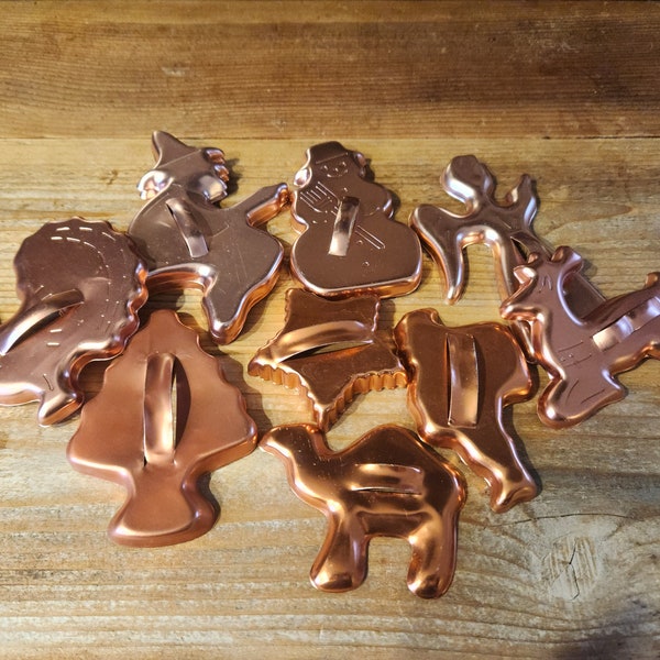 Vintage Copper Colored Holiday Cookie Cutters ~ Choice of Shape