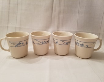 Set of 4 Vintage Corning First of Spring Coffee Mugs - Coffee Cups ~ Beige Corelle Dinnerware USA