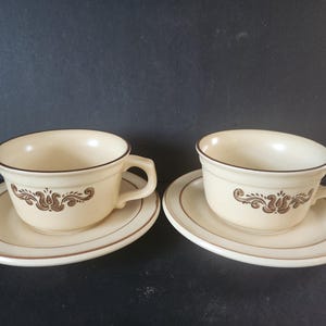 Vintage Pfaltzgraff USA  Village Tea Cups and Saucers ~ Set of 2