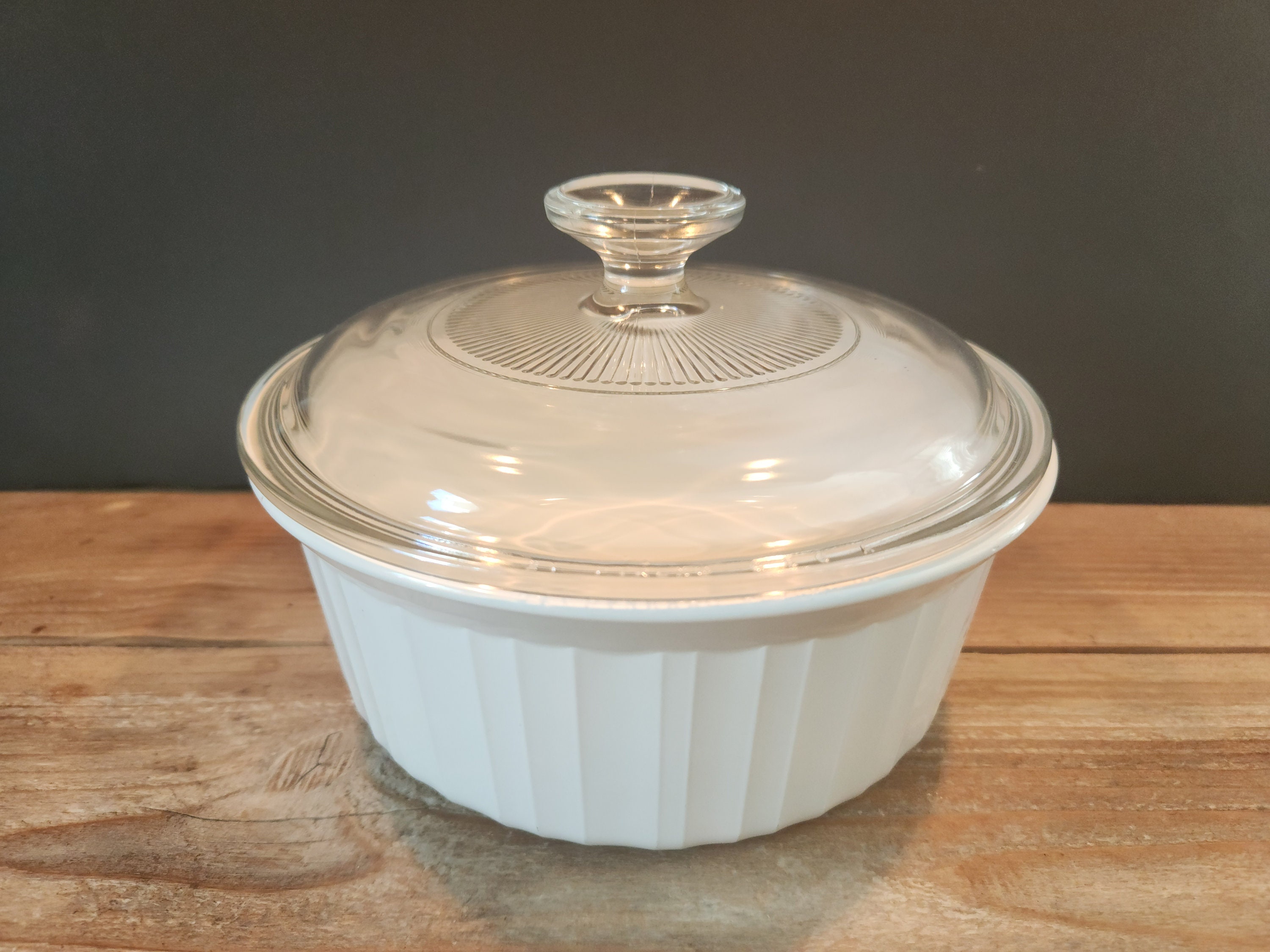 Vintage Corning Ware Pyroceram F 5 B French White 1.6 Liter Casserole Dish With PYREX G5C Glass Lid Corningware Round Casserole Etsy