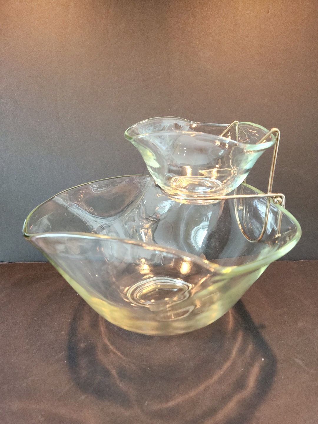 Vintage Chip and Dip Set With Bracket Mid Century Chip and Dip Bowl Etsy