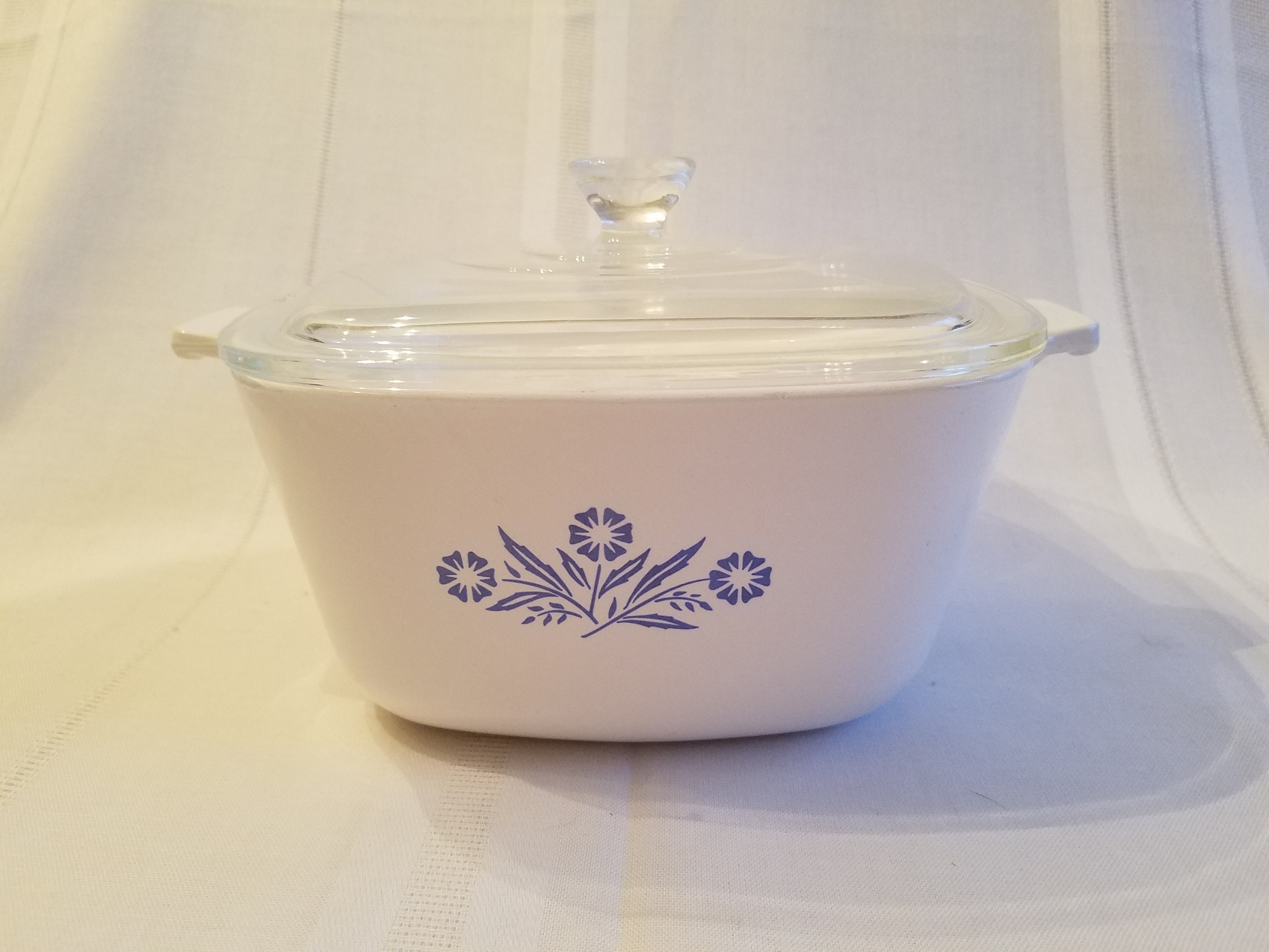 Cornflower Blue 3 Quart Square Casserole with Lid by Corning