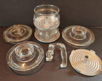 Vintage PYREX Flameware Stovetop Coffee Pot Parts ~ Lid ~ Handle ~ Basket