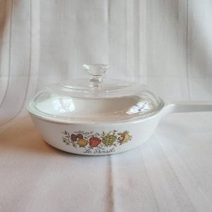 Vintage Corning Ware Pyroceram Spice of Life Menuette with Pyrex 622C Glass Lid / P-83-B