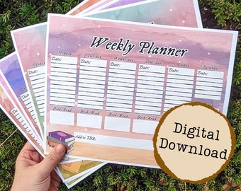 Reader Daily and Weekly Planner Digital Download, Mental Health, Editable ADHD Planner, Mindfulness, Self Care, Productivity, Booktok
