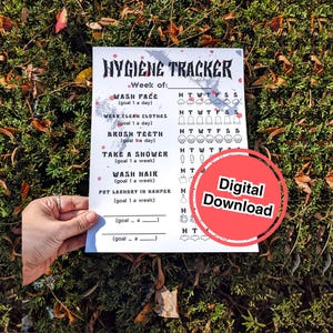 Goth Hygiene Tracker: Mental Health Checklist (PDF Download) for Daily Hygiene