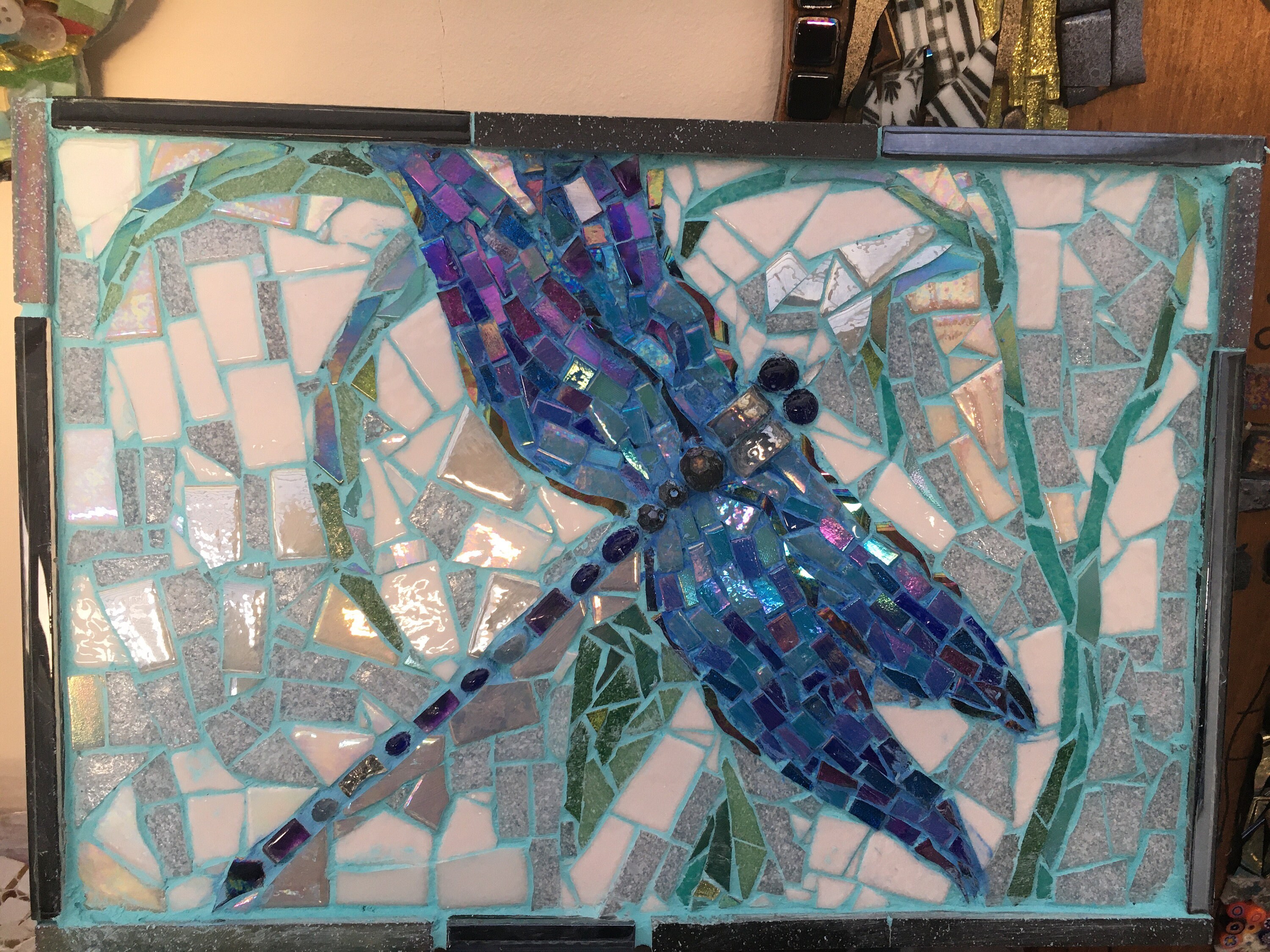 Dragonfly mosaic garden art mosaic dragonfly wall art Etsy