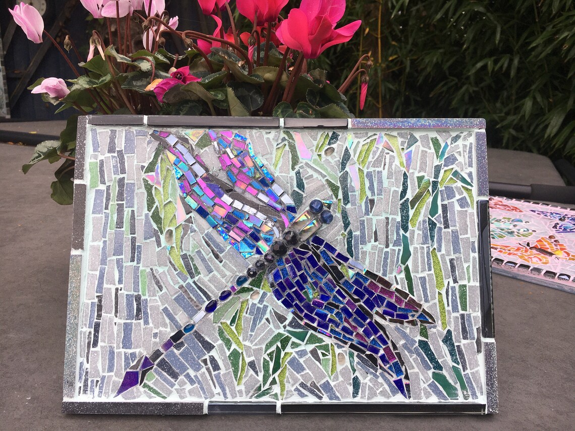 Dragonfly mosaic garden art mosaic dragonfly wall art Etsy