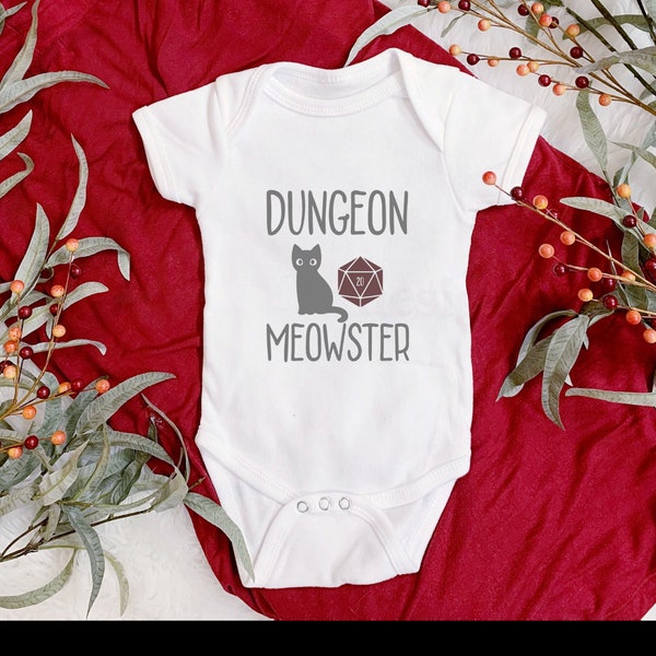 Dungeon Meowster Bodysuit, Baby, Funny, Humor, Nerdy, Geeky, Master, Kitten, Cat, Gifts for Baby Shower, Gifts for New Moms, Unisex