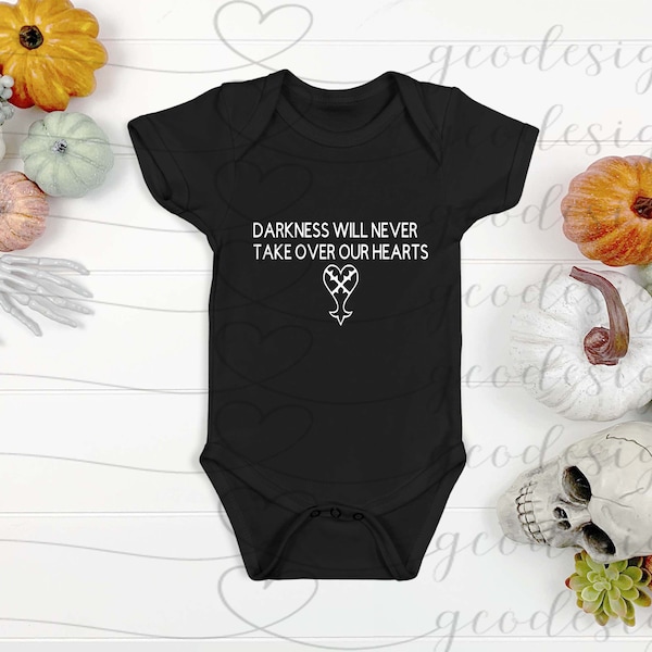 Darkness Will Never Take Our Hearts, Baby, , Video Games, Nerdy, Geeky, Unisex, Apparel, Classic, Heartless, Vinyl, Black, Baby Shower