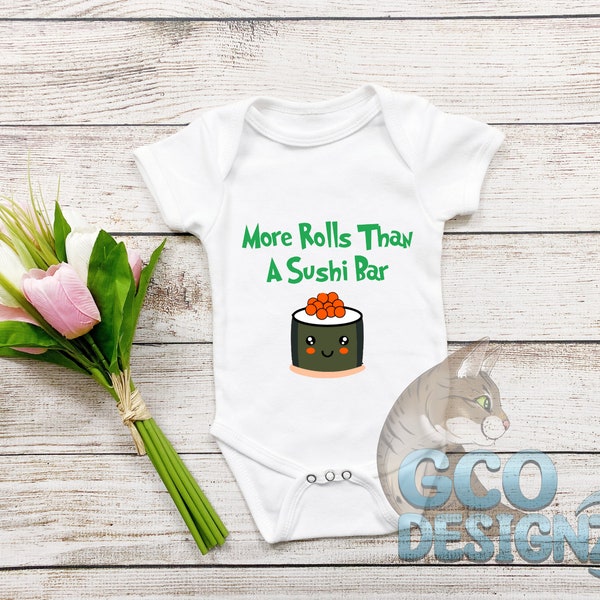 More Rolls Baby Bodysuit, Unisex, Sushi Bar, Sushi Lover, Funny, Baby, Gifts for Baby, Baby Shower, Funny, Anime, Kawai