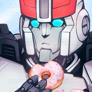 Impresión de Transformers Prowl and Donuts - A4, 5x7, Postal