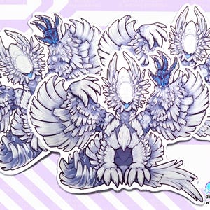 A photo of three Zoh Shia stickers pictured on a light purple background