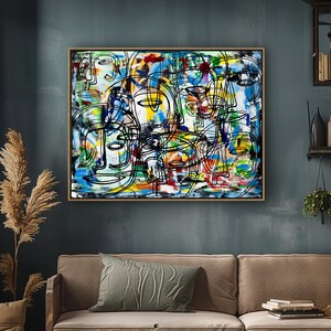 Faces Abstract Art - Large Wall Art Print - Original Art - Modern Wall Art - Colorful Abstract Painting - Living Room Wall Art - Art Prints