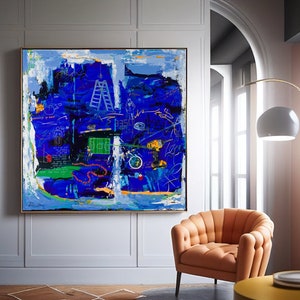 Contemporary Art 'Angels in Jaffa' Modern Abstract, Painting on Canvas, Large Abstract Painting, Wall Art Abstract, Acrylic Painting