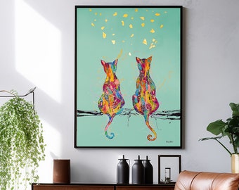 Cats Painting Cats Abstract Art Cat Lovers Cat Wall Art Cat Home Decor Cat Gift Cat Canvas Print Cat Wall Decor Cat print Cat Painting