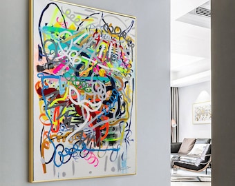 Modern Abstract &quot;Social&quot; | Contemporary Art, Abstract Painting Print on Canvas, Fine Art Print by Ron Deri
