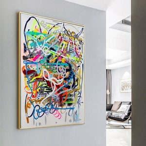 Modern Abstract &quot;Social&quot; | Contemporary Art, Abstract Painting Print on Canvas, Fine Art Print by Ron Deri